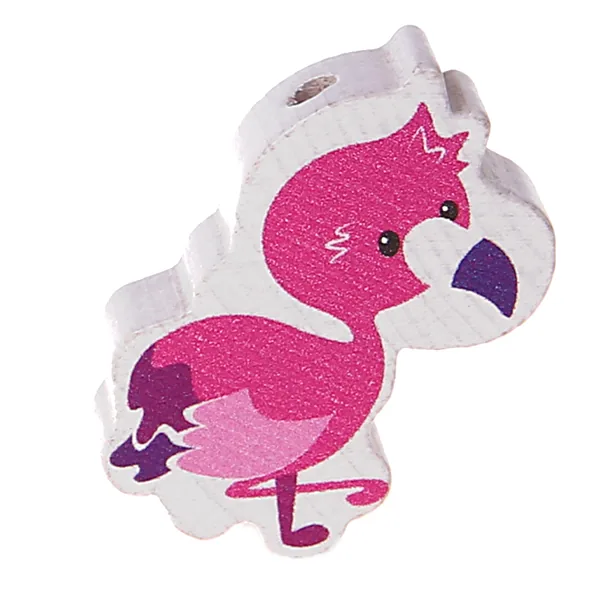Motivperle Flamingo Dunkelpink — Kiki-Ena Bastelmaterial Naturholz
