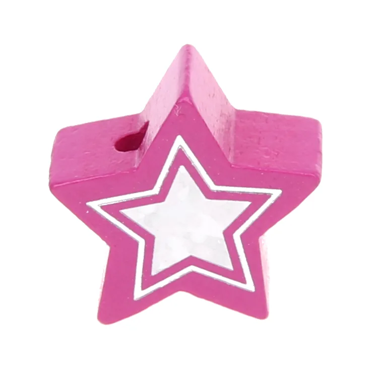 Motivperle Glitzerstern Pink — Kiki-Ena Bastelmaterial Naturholz