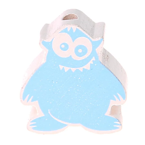 Motivperle Monsterchen babyblau — Kiki-Ena Bastelmaterial Naturholz