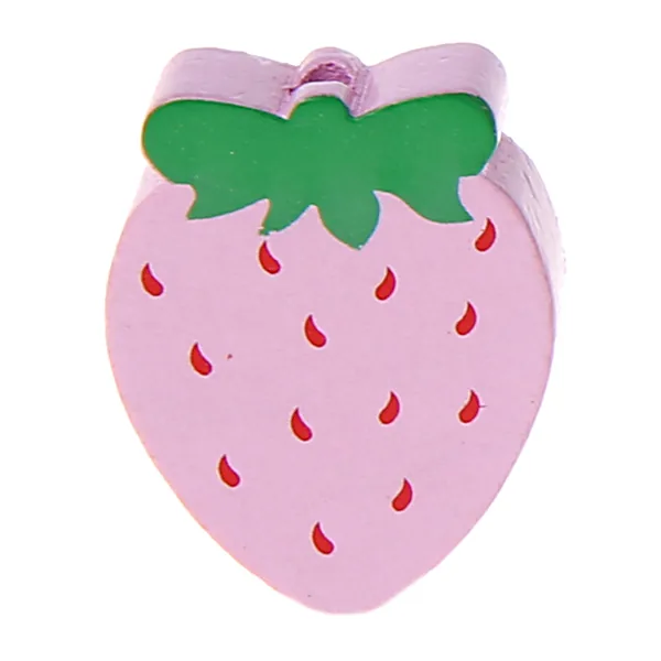 Erdbeere Motivperle - SALE rosa — Kiki-Ena Bastelmaterial Naturholz