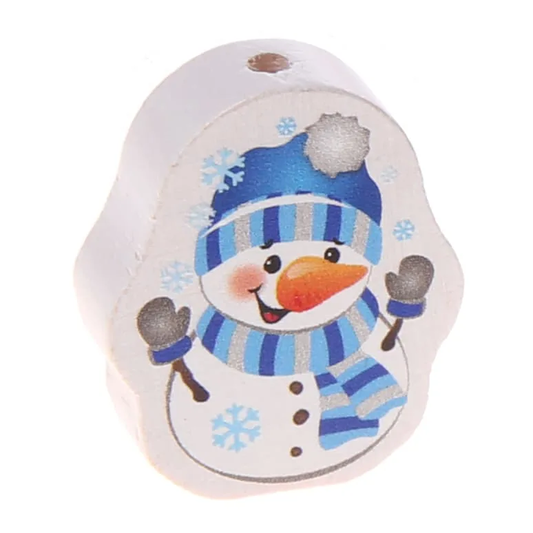 Motivperle Schneemann Blau — Kiki-Ena Bastelmaterial Naturholz