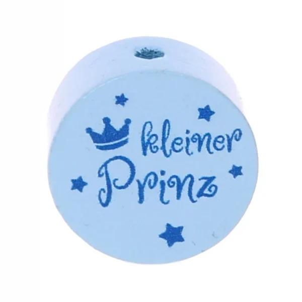 Motivperle Scheibe kleiner Prinz babyblau — Kiki-Ena Bastelmaterial Naturholz