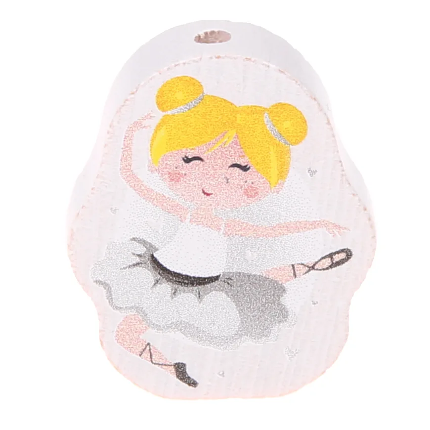 Motivperle Ballerina weiss — Kiki-Ena Bastelmaterial Naturholz