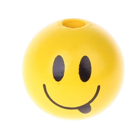 Motivperle Smiley Frech — Kiki-Ena Bastelmaterial Naturholz