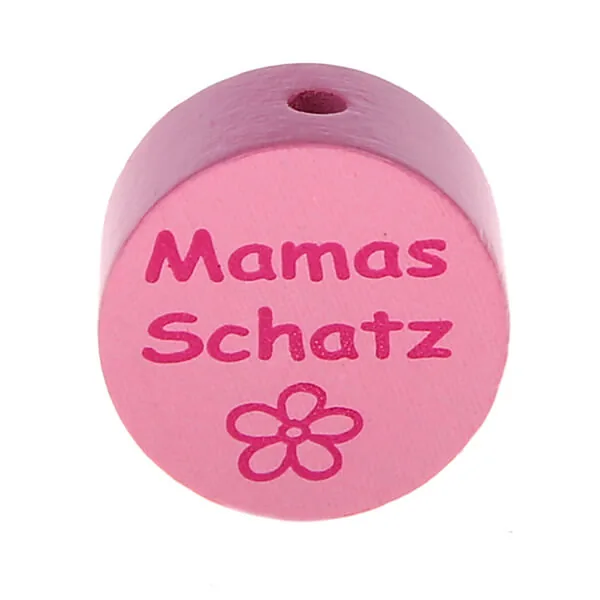 Motivperle Scheibe Mamas Schatz Babyrosa — Kiki-Ena Bastelmaterial Naturholz