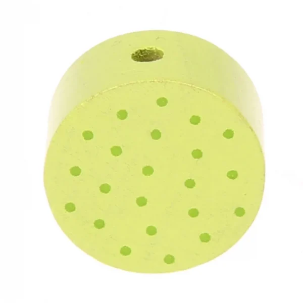 Motivperle Scheibe Punkte lemon — Kiki-Ena Bastelmaterial Naturholz