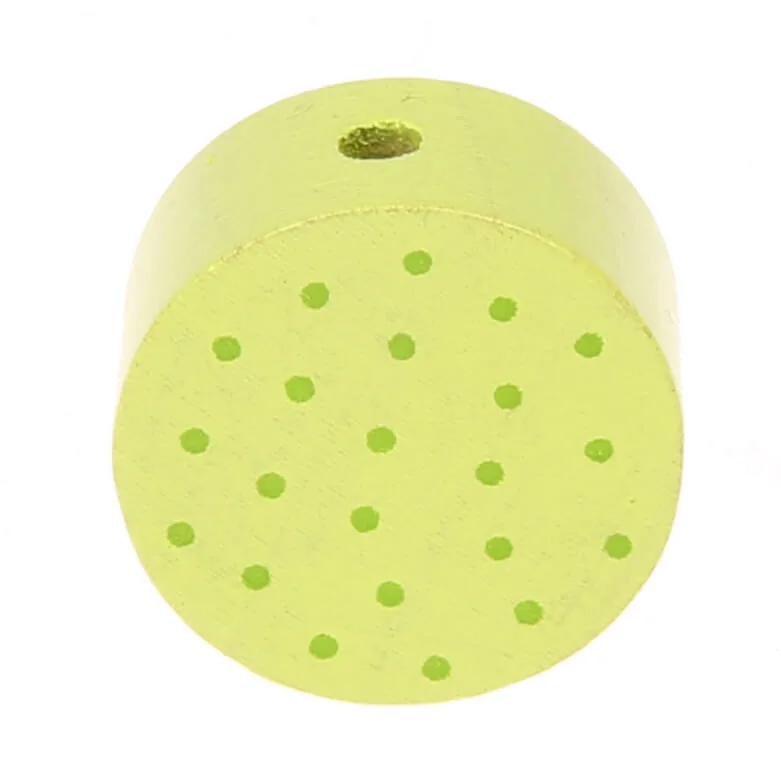 Motivperle Scheibe Punkte lemon — Kiki-Ena Bastelmaterial Naturholz