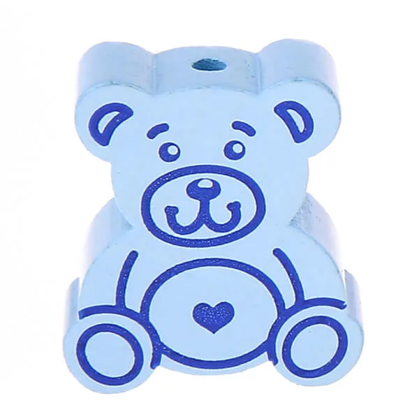 Motivperle Teddy babyblau — Kiki-Ena Bastelmaterial Naturholz