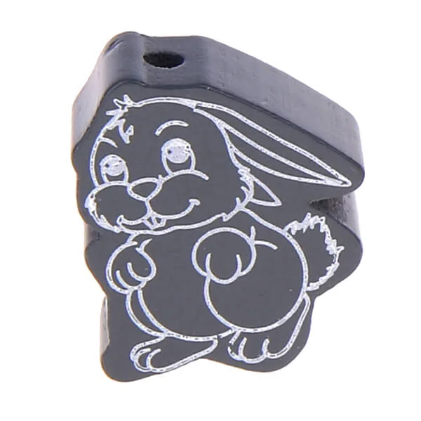 Motivperle Hase II grau — Kiki-Ena Bastelmaterial Naturholz