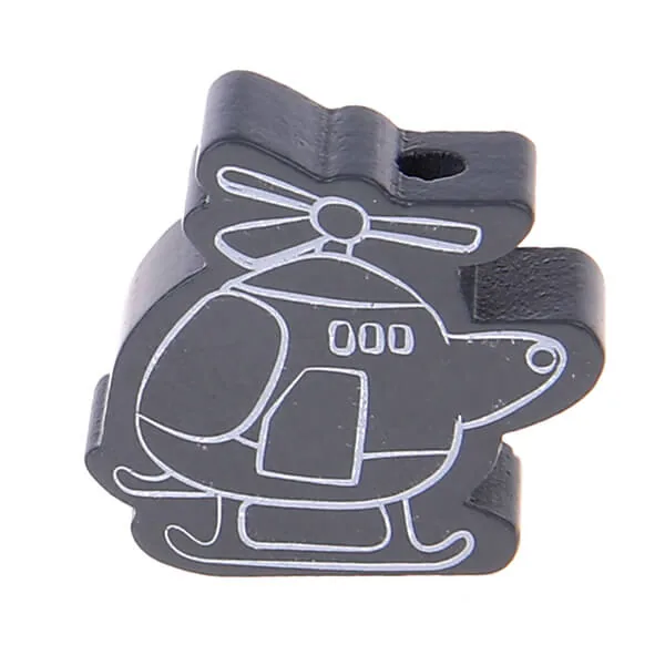 Motivperle Hubschrauber - SALE grau — Kiki-Ena Bastelmaterial Naturholz
