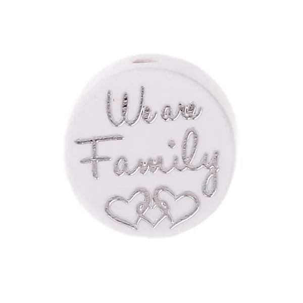 Motivperle/Holzperle "We Are Family" weiss — Kiki-Ena Bastelmaterial Naturholz Motivperle/Holzperle "We Are Family" weiss — Kiki-Ena Bastelmaterial Naturholz