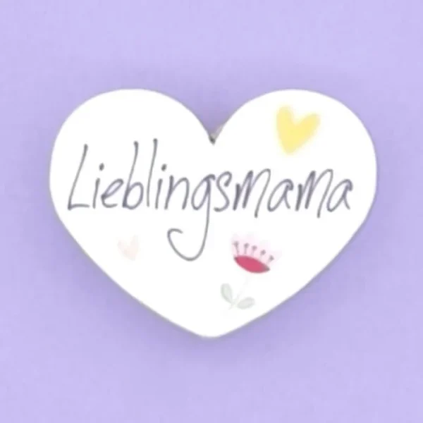 Motivperle Herz Lieblingsmama weiss — Kiki-Ena Bastelmaterial Naturholz