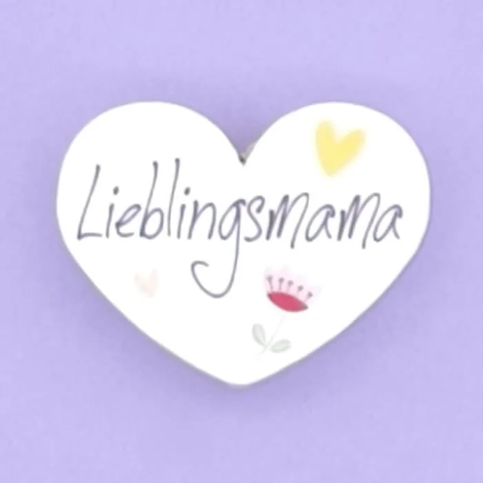 Motivperle Herz Lieblingsmama weiss — Kiki-Ena Bastelmaterial Naturholz