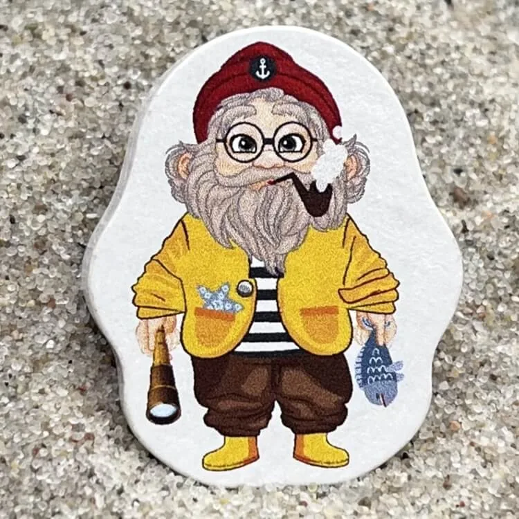 Motivperle Klabautermann weiss — Kiki-Ena Bastelmaterial Naturholz