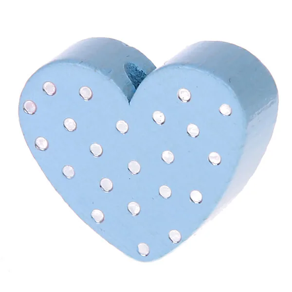 Motivperle Herz mit Glitzerpunkten babyblau — Kiki-Ena Bastelmaterial Naturholz