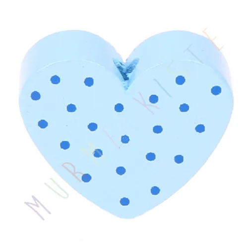 Motivperle Herz gepunktet babyblau — Kiki-Ena Bastelmaterial Naturholz