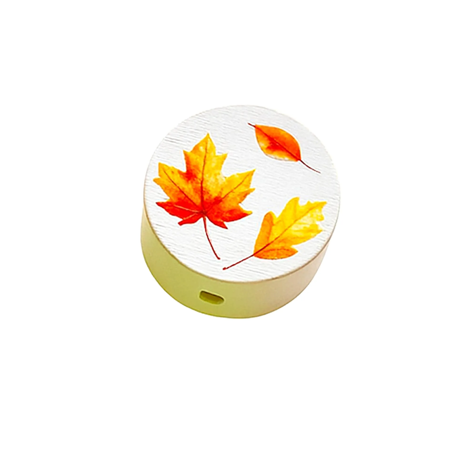 Motivperle Herbstblätter weiss — Kiki-Ena Bastelmaterial Naturholz