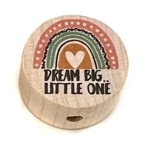 Motivperle "dream big little one" natur — Kiki-Ena Bastelmaterial Naturholz Motivperle "dream big little one" natur — Kiki-Ena Bastelmaterial Naturholz