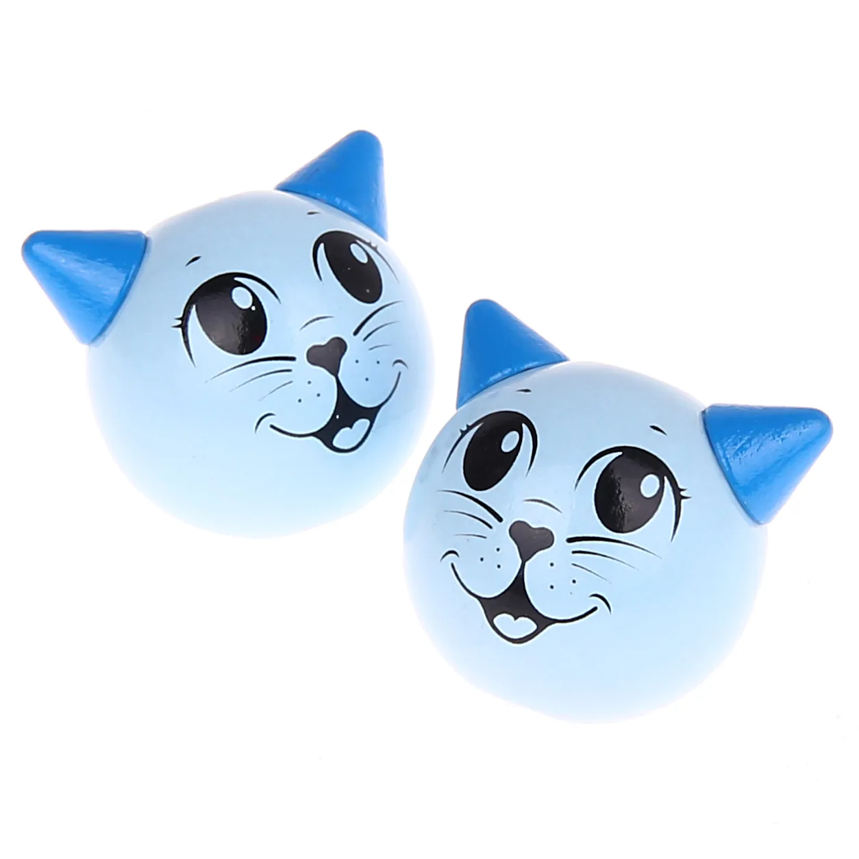 Motivperle 3D Katze babyblau — Kiki-Ena Bastelmaterial Naturholz