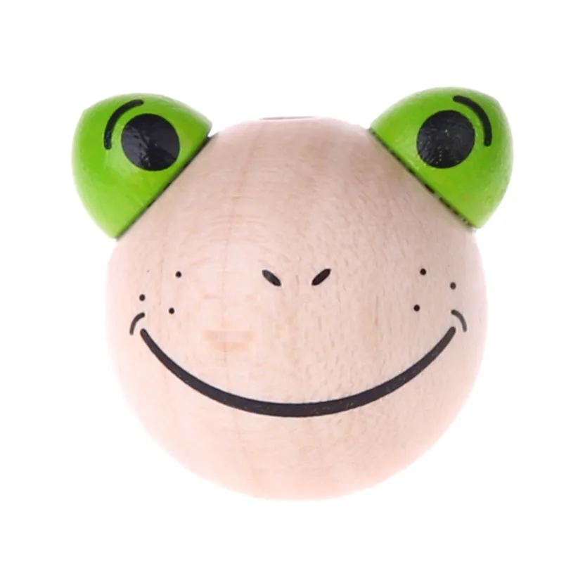Motivperle 3D Frosch natur — Kiki-Ena Bastelmaterial Naturholz