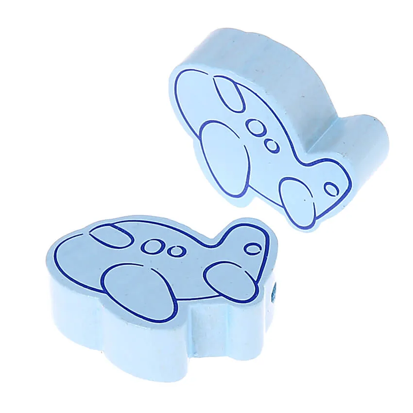 Motivperle Flugzeug • 10 Stück babyblau — Kiki-Ena Bastelmaterial Naturholz