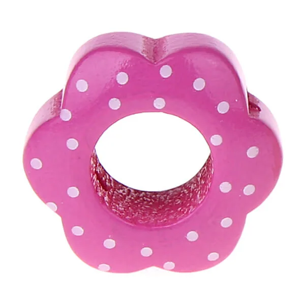 Motivperle Lochblume Punkte Pink — Kiki-Ena Bastelmaterial Naturholz