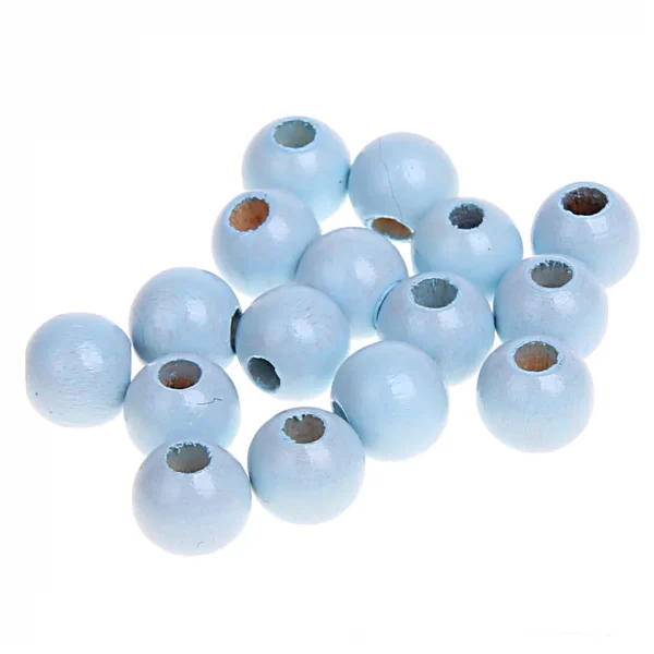 Holzperlen 8mm • 50 Stück babyblau — Kiki-Ena Bastelmaterial Naturholz