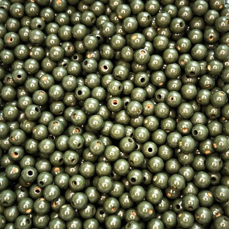 Großpackung • Holzperlen 10mm • 500 Stück tannengruen — Kiki-Ena Bastelmaterial Naturholz