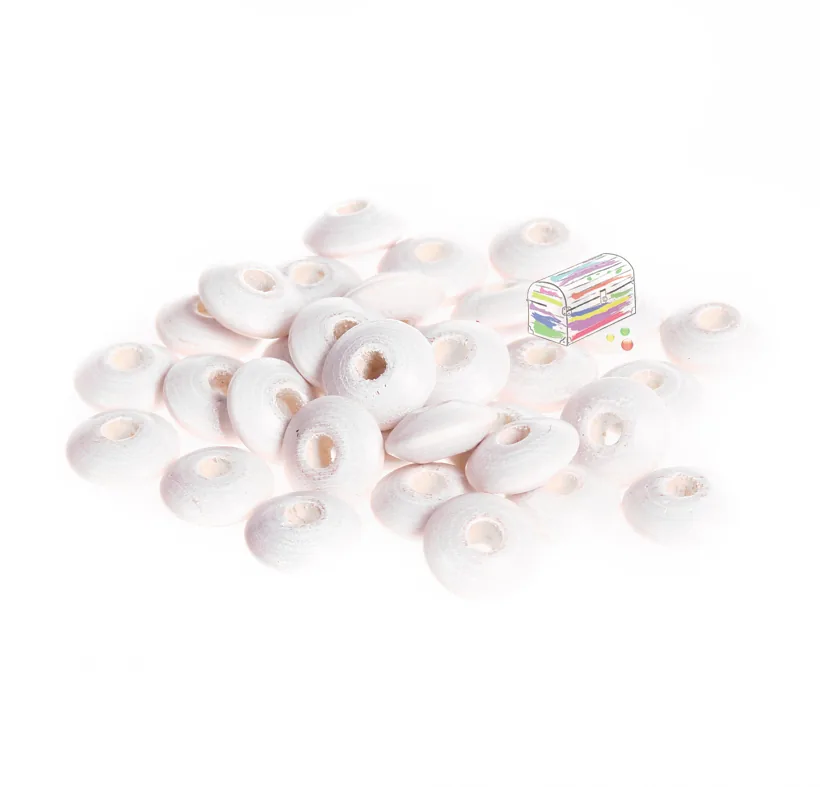 Linsen-Perlen Holzlinsen 10mm • 50 Stück weiss — Kiki-Ena Bastelmaterial Naturholz Linsen-Perlen Holzlinsen 10mm • 50 Stück weiss — Kiki-Ena Bastelmaterial Naturholz