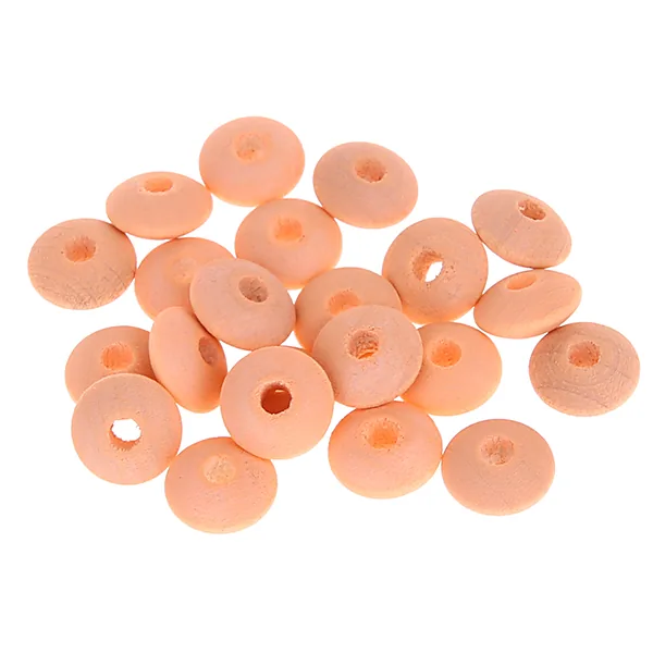 Watercolors Linsen-Perlen Holzlinsen 10mm • 50 Stück Apricot — Kiki-Ena Bastelmaterial Naturholz