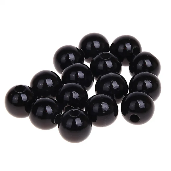 Holzperlen 12mm • 25 Stück Schwarz — Kiki-Ena Bastelmaterial Naturholz