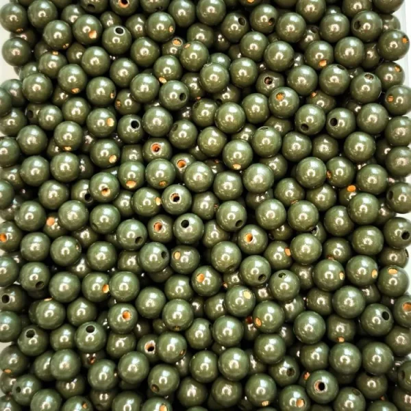 Großpackung • Holzperlen 12mm • 500 Stück Tannengrün — Kiki-Ena Bastelmaterial Naturholz