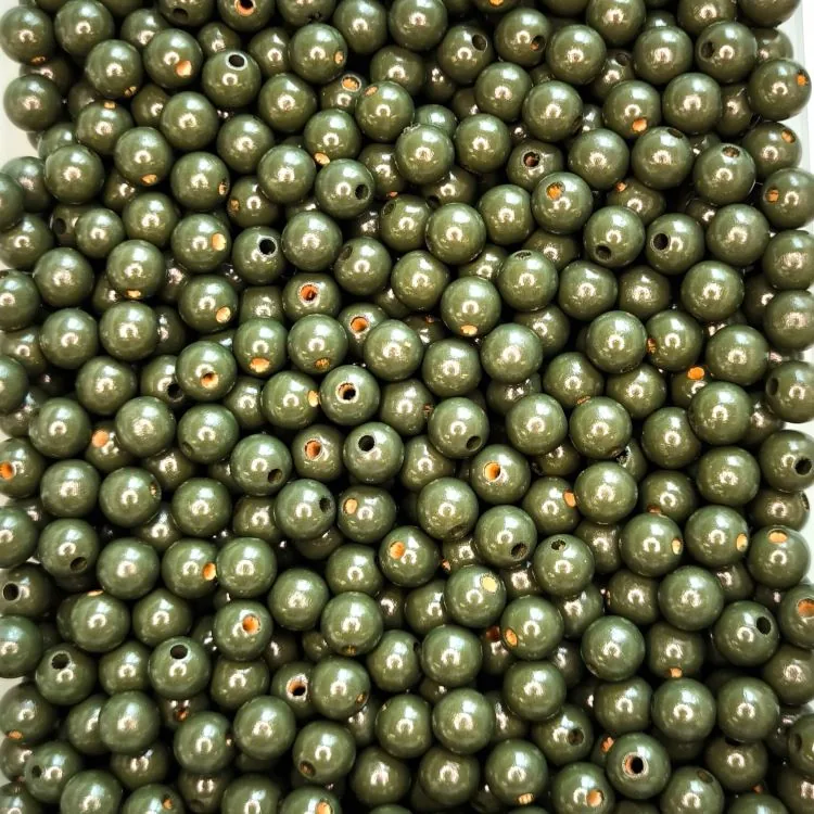 Großpackung • Holzperlen 12mm • 500 Stück Tannengrün — Kiki-Ena Bastelmaterial Naturholz