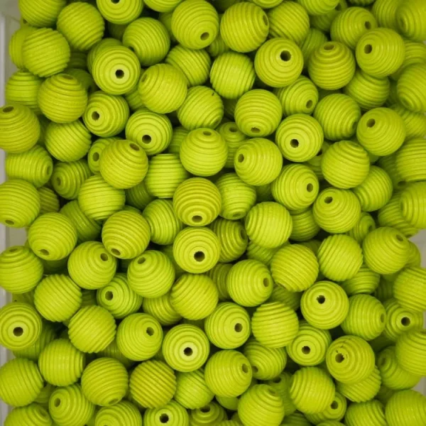 Rillenperlen 18mm • 10 Stück lemon — Kiki-Ena Bastelmaterial Naturholz