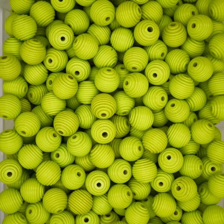 Rillenperlen 18mm • 10 Stück lemon — Kiki-Ena Bastelmaterial Naturholz