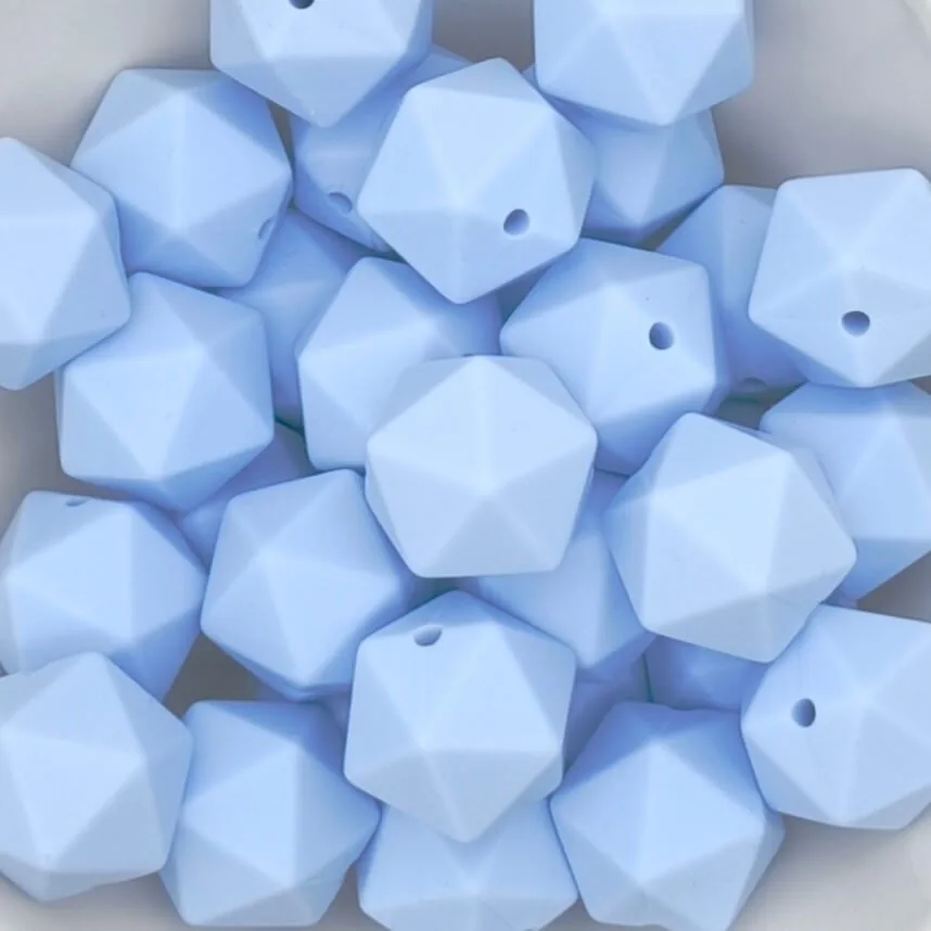Hexagonperle Silikon 16mm babyblau — Kiki-Ena Bastelmaterial Naturholz