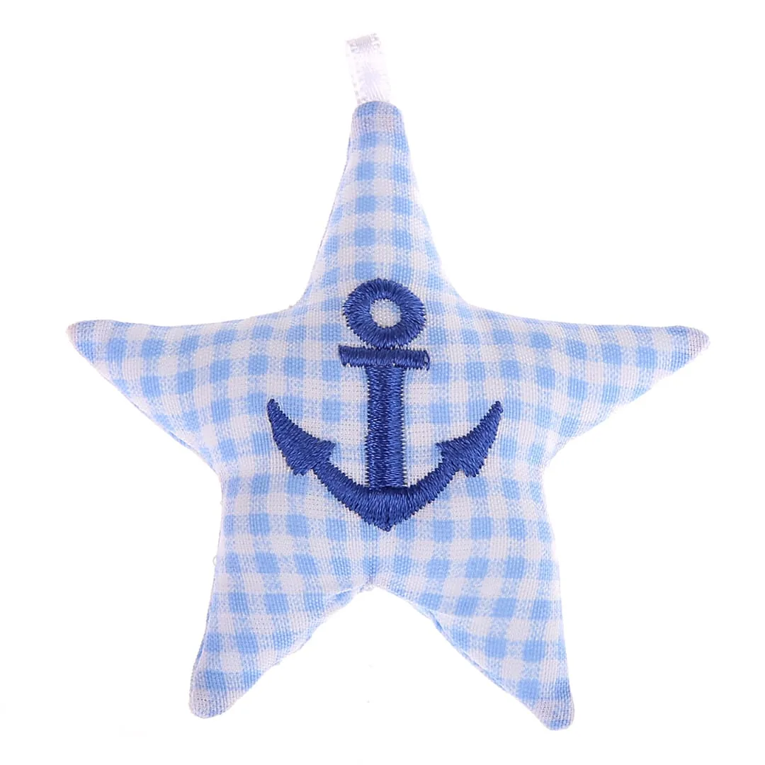 Stoffstern mit Motiv babyblau — Kiki-Ena Bastelmaterial Naturholz