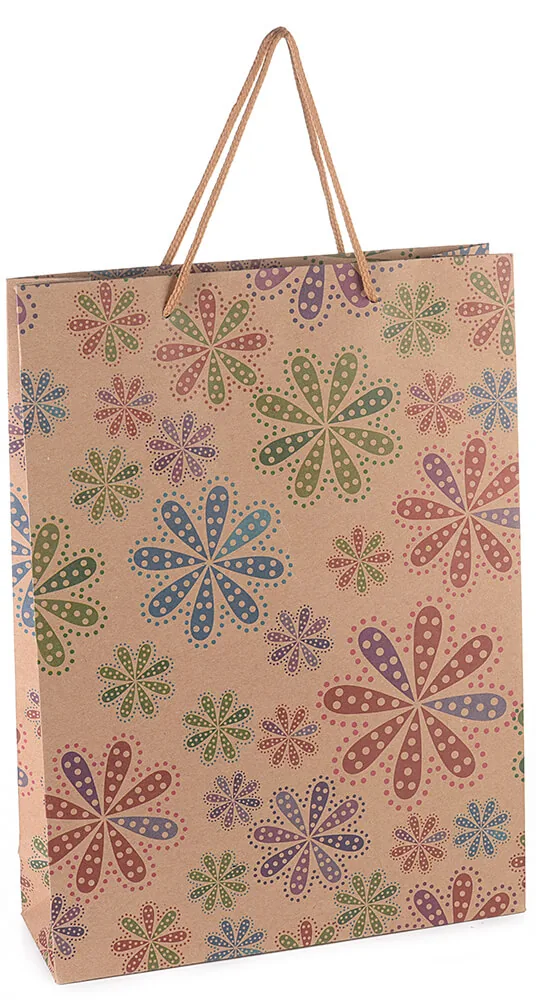Bunte Geschenktüte (groß) Blumen — Kiki-Ena Bastelmaterial Naturholz