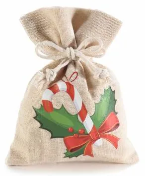Baumwollsäckchen Geschenkbeutel Weihnachten Holly — Kiki-Ena Bastelmaterial Naturholz