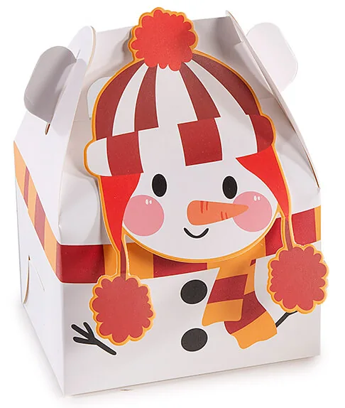 kleine Papier Geschenkbox Weihnachten Schneemann — Kiki-Ena Bastelmaterial Naturholz