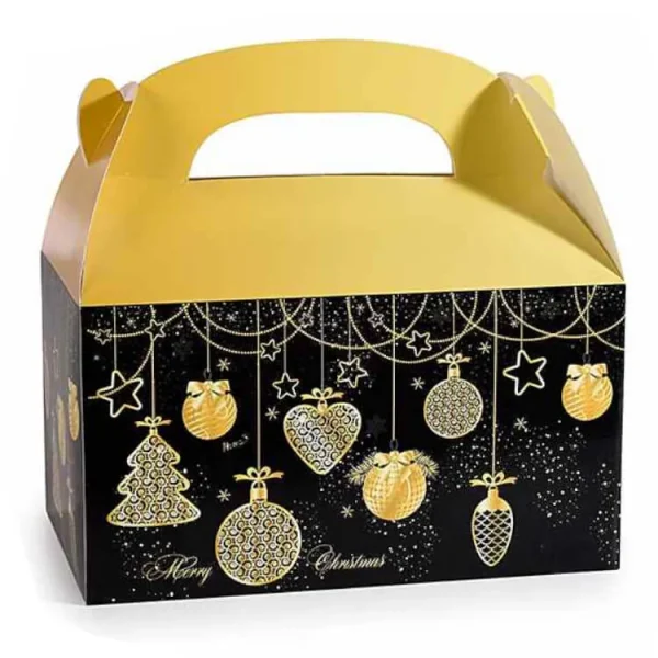 Weihnachtsbox mit Henkel • aus Papier Gold — Kiki-Ena Bastelmaterial Naturholz