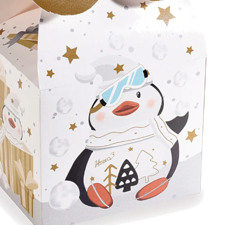 Papier Geschenkbox Weihnachten Pinguin — Kiki-Ena Bastelmaterial Naturholz