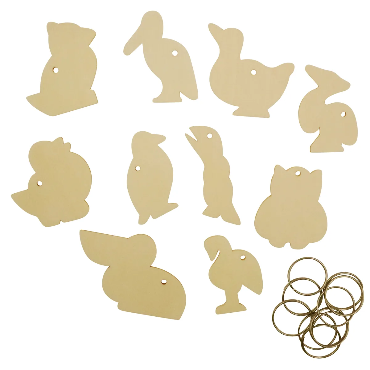 Vogel Holzschlüsselanhänger 10er Set — Eduplay padagogisches Spielzeug Kita
