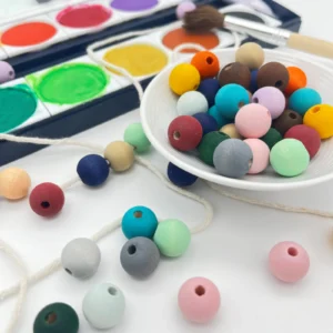 Watercolors Holzperlen 12mm • 25 Stück — Kiki-Ena Bastelmaterial Naturholz
