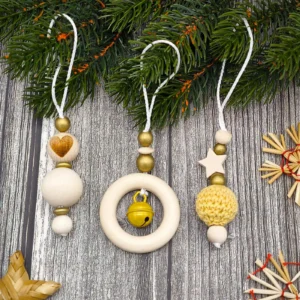 Weihnachtsanhänger 3er Bastelset - gold — Kiki-Ena Bastelmaterial Naturholz