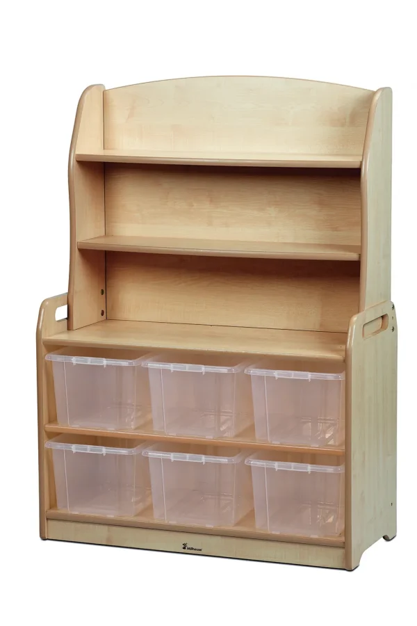 Welsh Dresser Regal mit 6 transparenten Aufbewahrungsboxen — Millhouse Lernspielzeug Schule