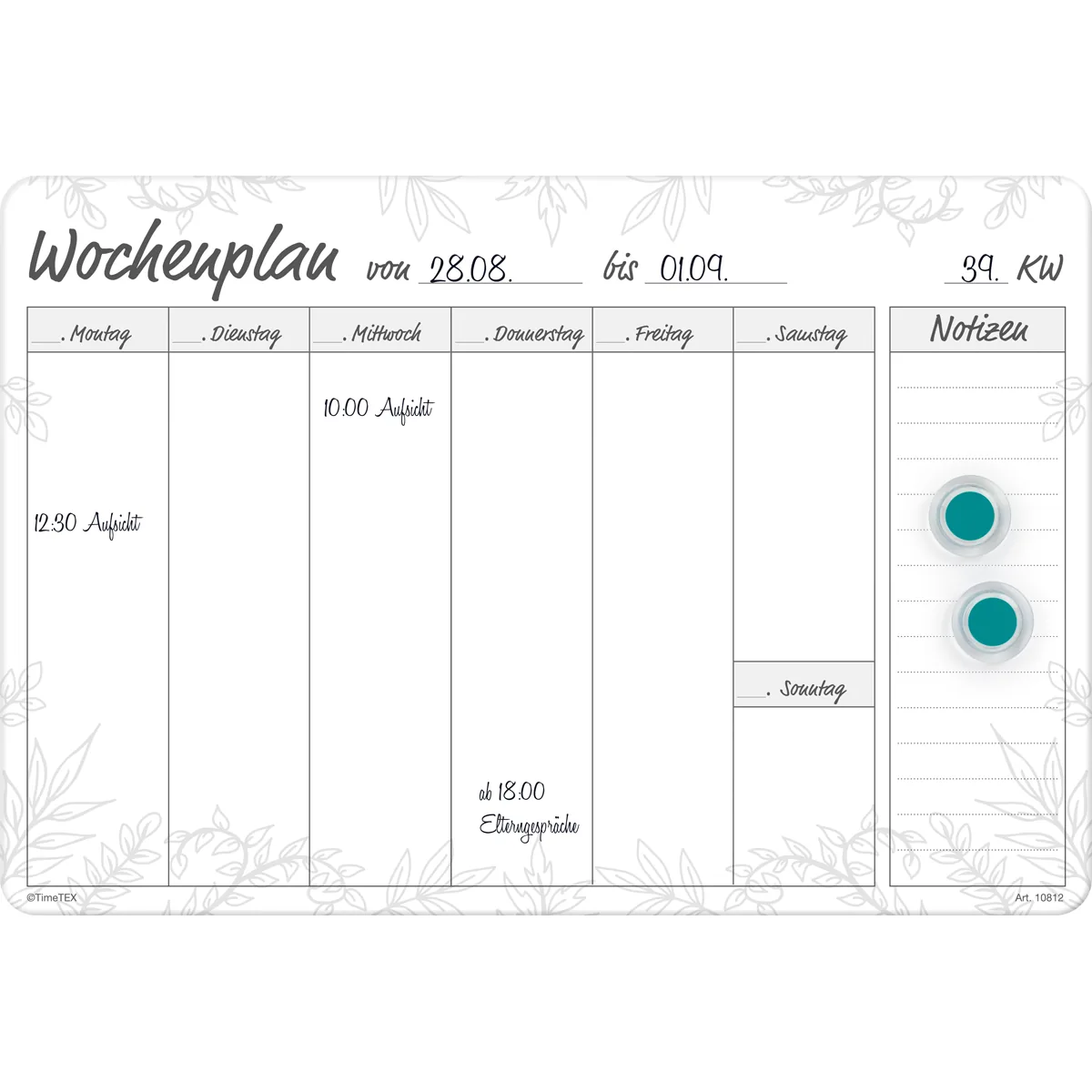 Whiteboard-Wochenplan A4 Meine Woche magnetisch 4-tlg. — Eduplay padagogisches Spielzeug Kita